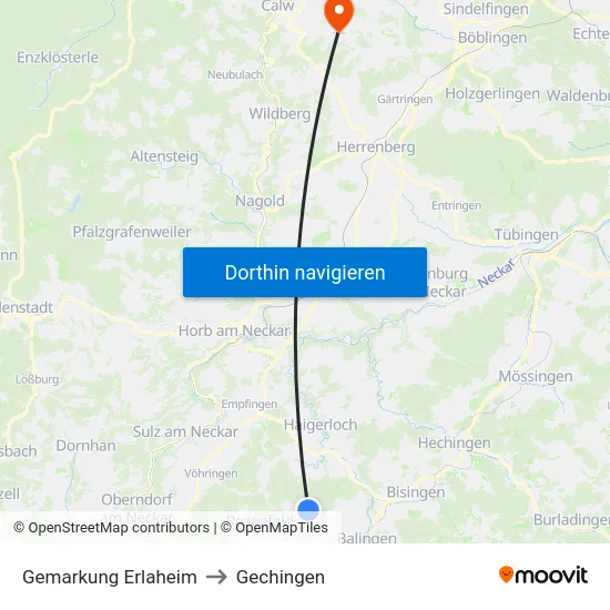 Gemarkung Erlaheim to Gechingen map