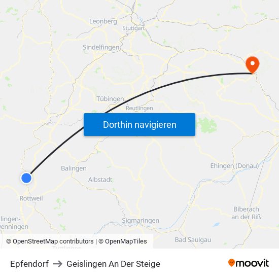 Epfendorf to Geislingen An Der Steige map