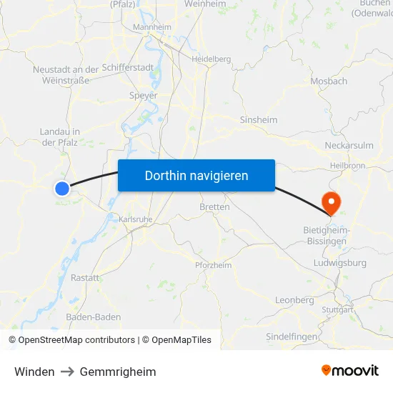 Winden to Gemmrigheim map