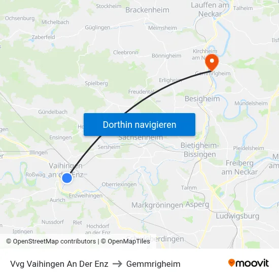 Vvg Vaihingen An Der Enz to Gemmrigheim map
