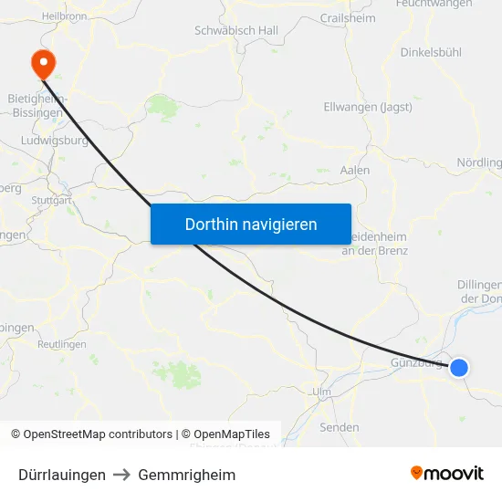 Dürrlauingen to Gemmrigheim map