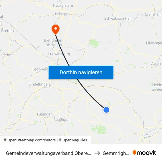 Gemeindeverwaltungsverband Oberes Filstal to Gemmrigheim map
