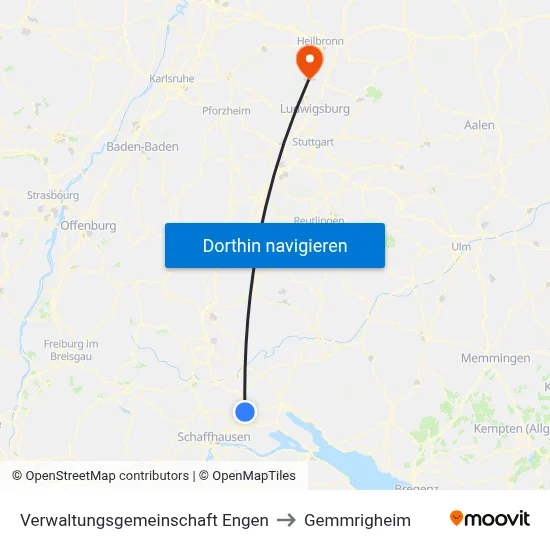 Verwaltungsgemeinschaft Engen to Gemmrigheim map