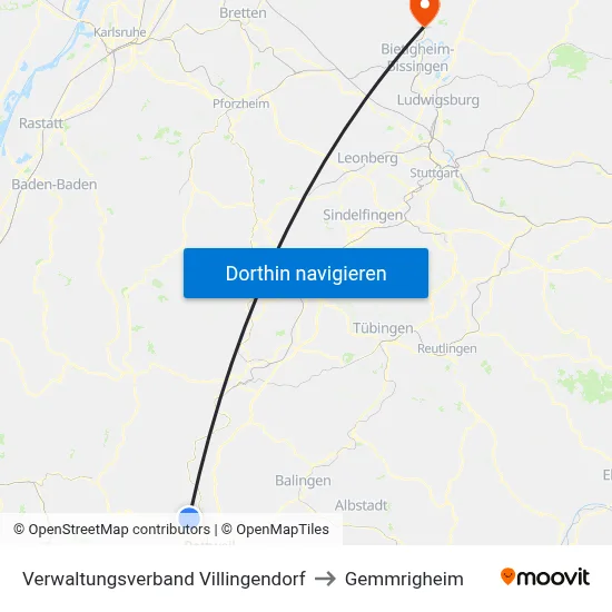 Verwaltungsverband Villingendorf to Gemmrigheim map