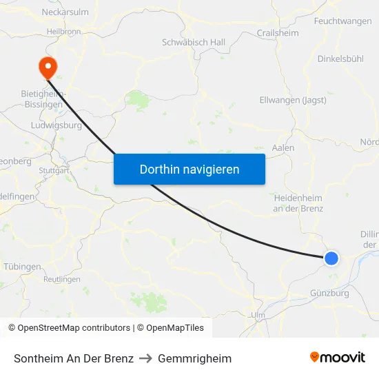 Sontheim An Der Brenz to Gemmrigheim map