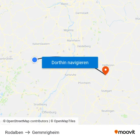 Rodalben to Gemmrigheim map