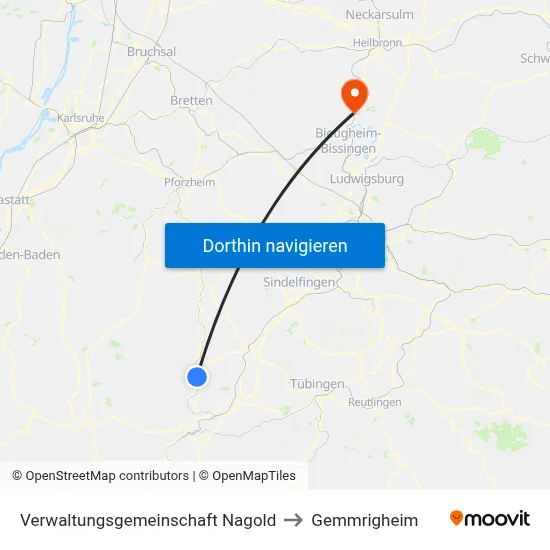 Verwaltungsgemeinschaft Nagold to Gemmrigheim map