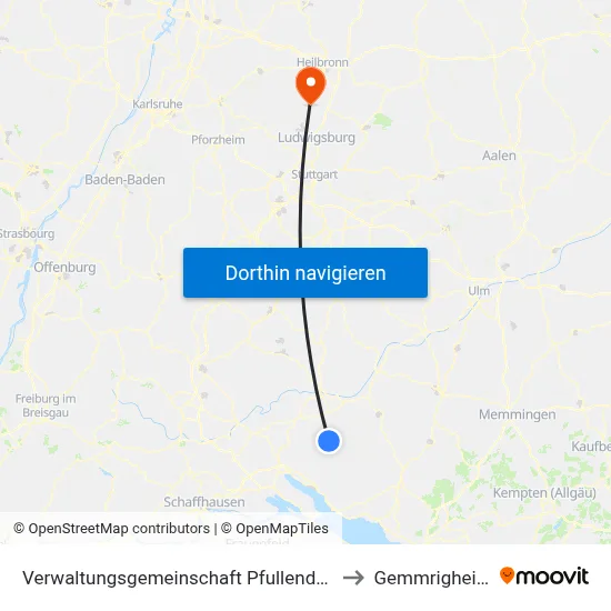 Verwaltungsgemeinschaft Pfullendorf to Gemmrigheim map