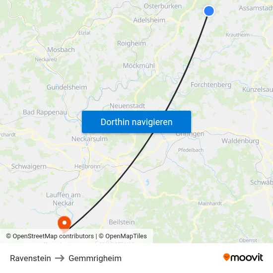 Ravenstein to Gemmrigheim map