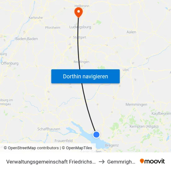 Verwaltungsgemeinschaft Friedrichshafen to Gemmrigheim map