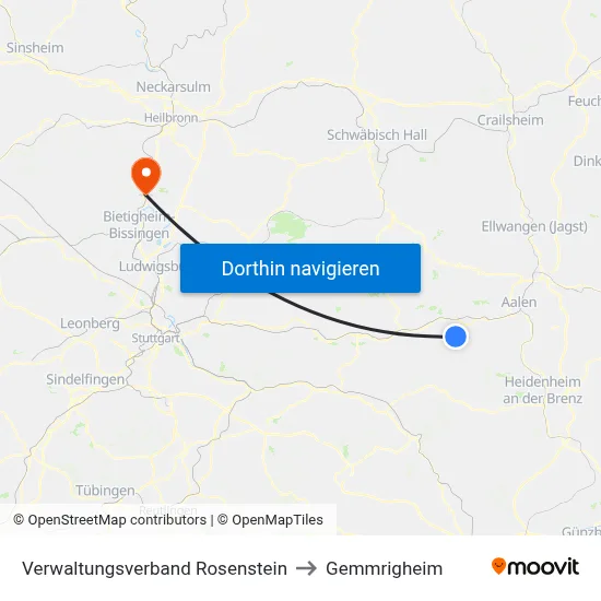 Verwaltungsverband Rosenstein to Gemmrigheim map