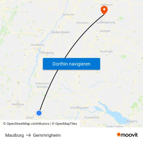Maulburg to Gemmrigheim map