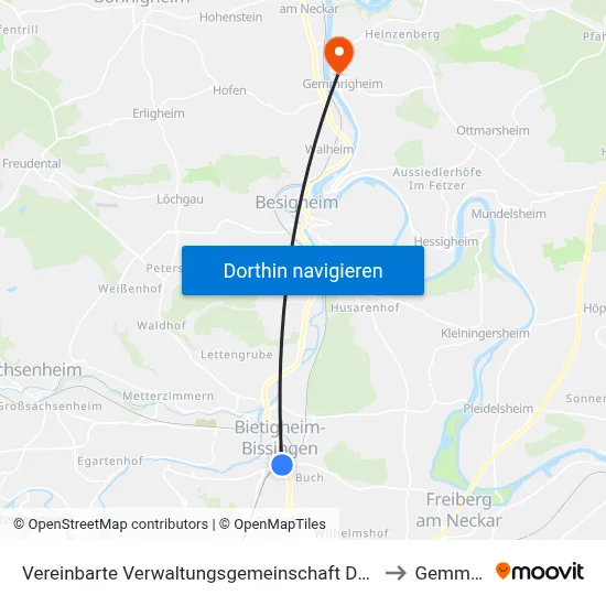 Vereinbarte Verwaltungsgemeinschaft Der Stadt Bietigheim-Bissingen to Gemmrigheim map