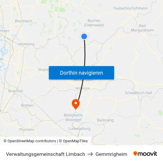 Verwaltungsgemeinschaft Limbach to Gemmrigheim map
