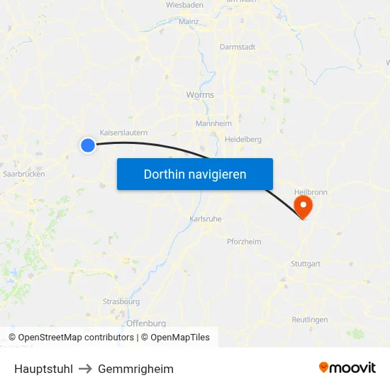 Hauptstuhl to Gemmrigheim map