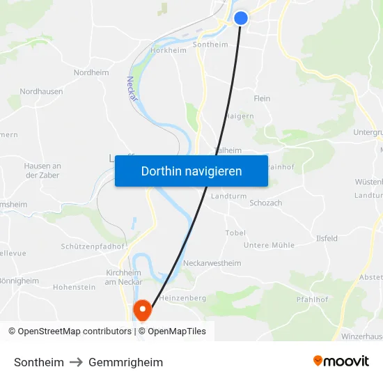Sontheim to Gemmrigheim map