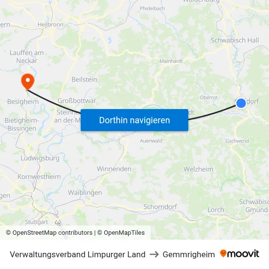 Verwaltungsverband Limpurger Land to Gemmrigheim map