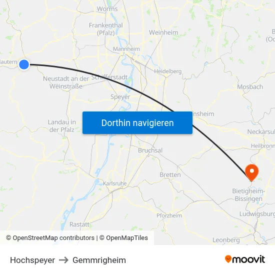 Hochspeyer to Gemmrigheim map