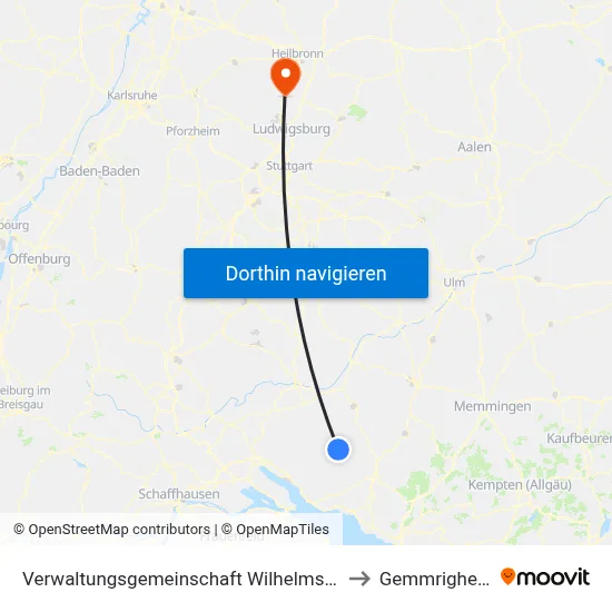 Verwaltungsgemeinschaft Wilhelmsdorf to Gemmrigheim map