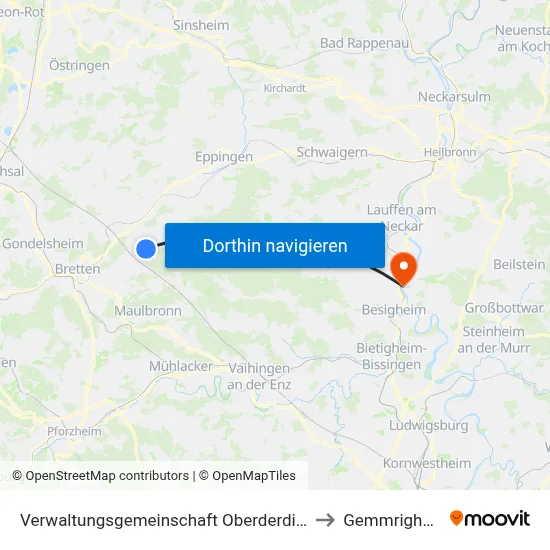Verwaltungsgemeinschaft Oberderdingen to Gemmrigheim map