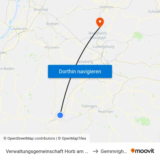 Verwaltungsgemeinschaft Horb am Neckar to Gemmrigheim map