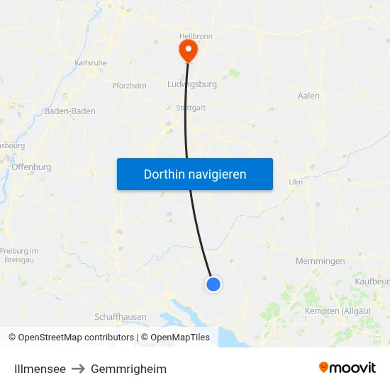 Illmensee to Gemmrigheim map