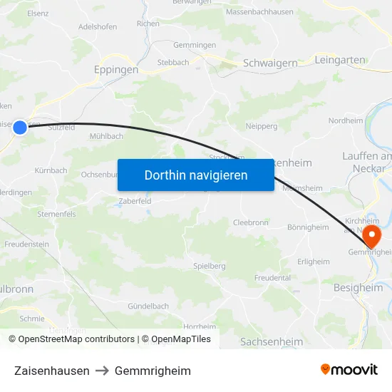 Zaisenhausen to Gemmrigheim map