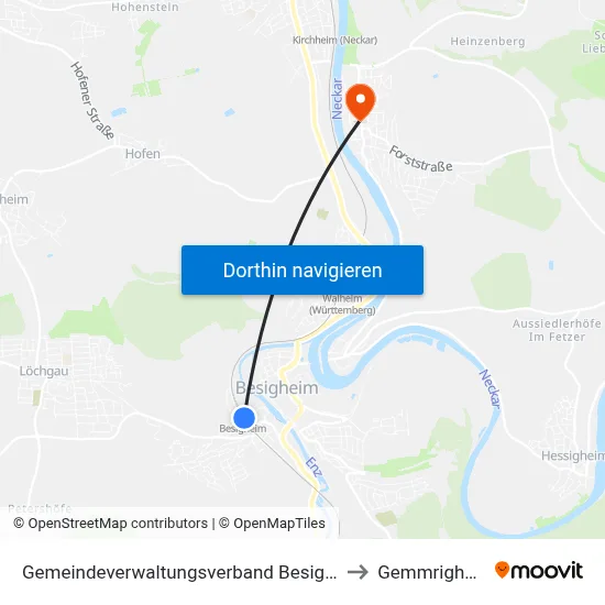 Gemeindeverwaltungsverband Besigheim to Gemmrigheim map