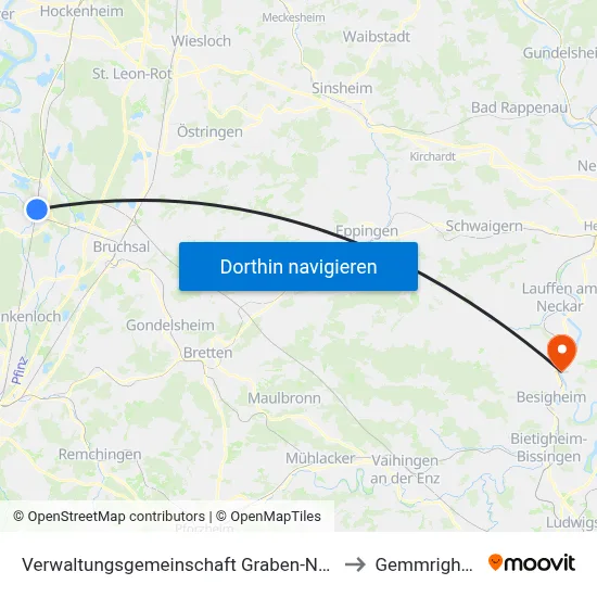 Verwaltungsgemeinschaft Graben-Neudorf to Gemmrigheim map