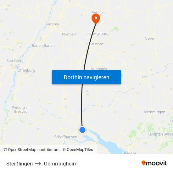Steißlingen to Gemmrigheim map
