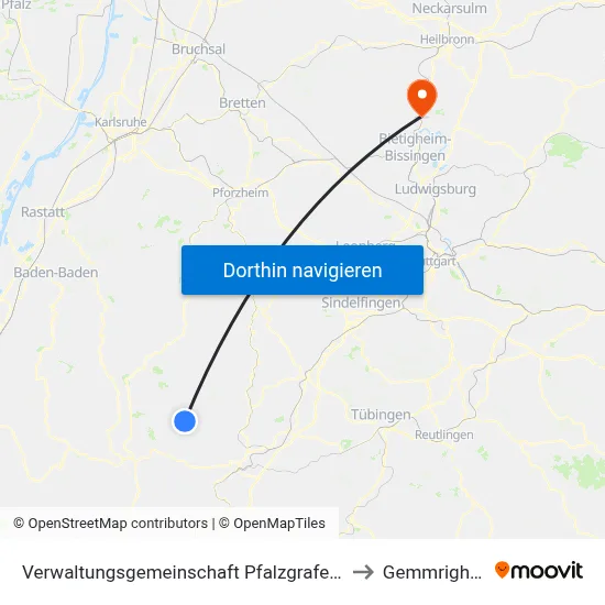 Verwaltungsgemeinschaft Pfalzgrafenweiler to Gemmrigheim map