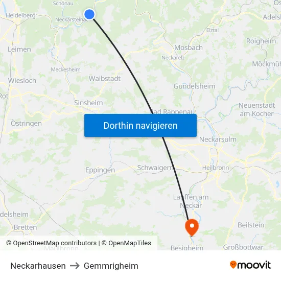 Neckarhausen to Gemmrigheim map