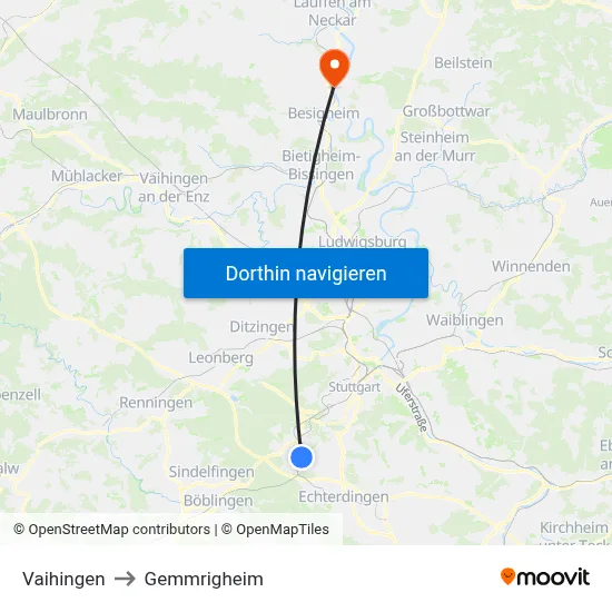 Vaihingen to Gemmrigheim map