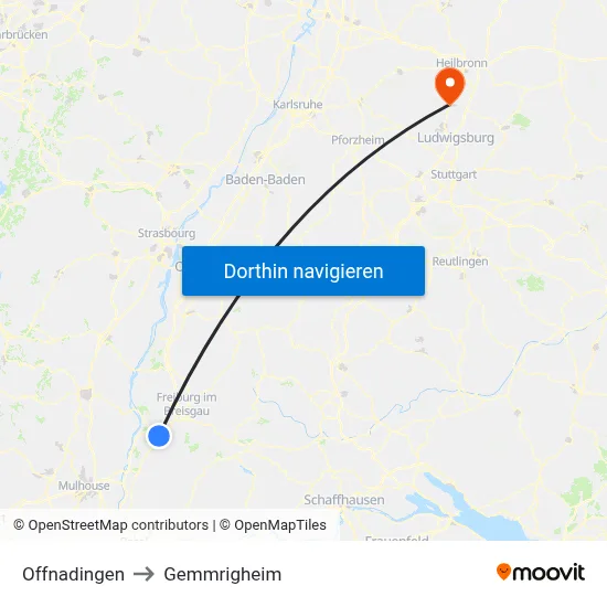 Offnadingen to Gemmrigheim map