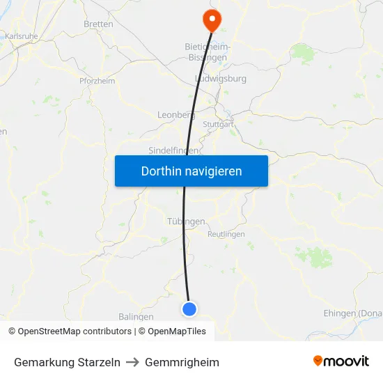 Gemarkung Starzeln to Gemmrigheim map