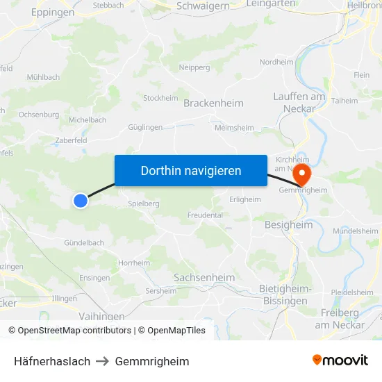 Häfnerhaslach to Gemmrigheim map