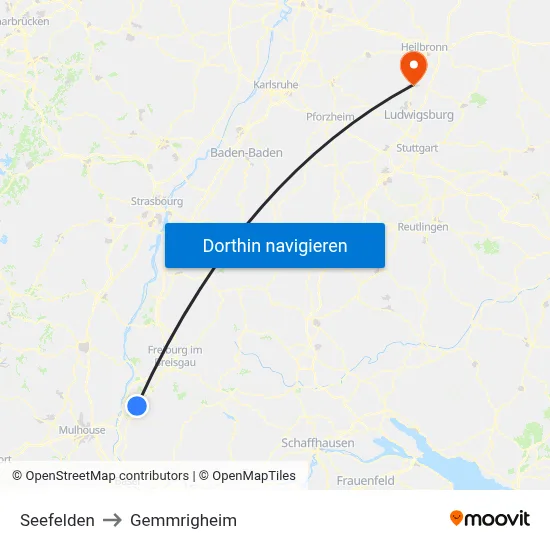 Seefelden to Gemmrigheim map