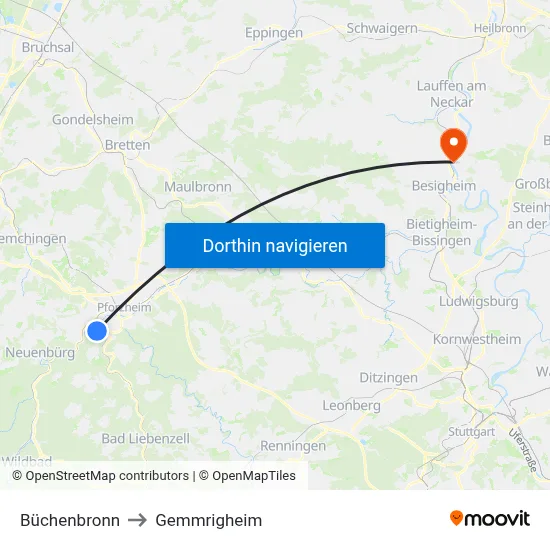 Büchenbronn to Gemmrigheim map