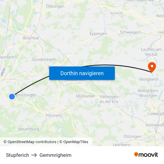 Stupferich to Gemmrigheim map