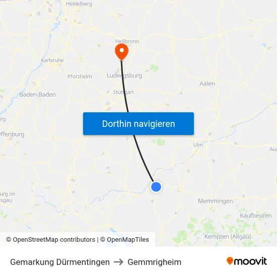 Gemarkung Dürmentingen to Gemmrigheim map