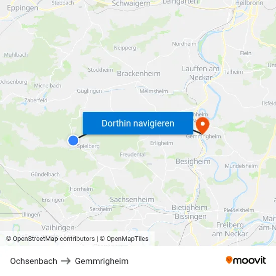 Ochsenbach to Gemmrigheim map