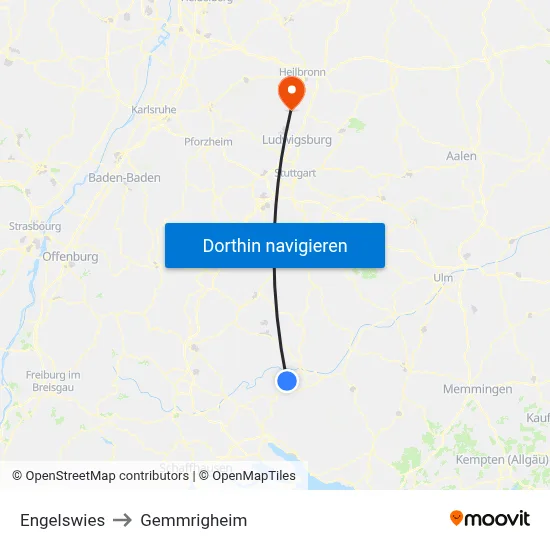 Engelswies to Gemmrigheim map