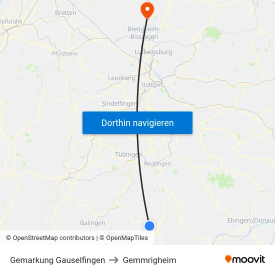 Gemarkung Gauselfingen to Gemmrigheim map