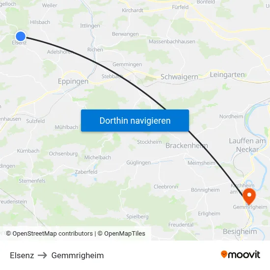 Elsenz to Gemmrigheim map