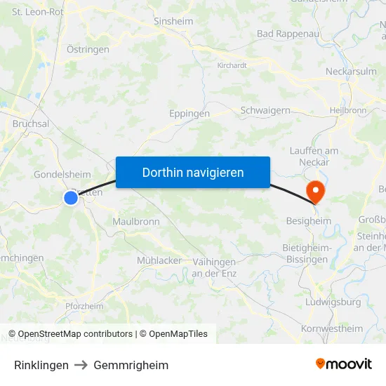 Rinklingen to Gemmrigheim map