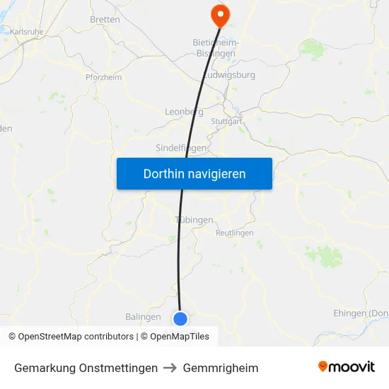 Gemarkung Onstmettingen to Gemmrigheim map
