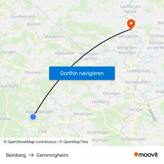 Beinberg to Gemmrigheim map