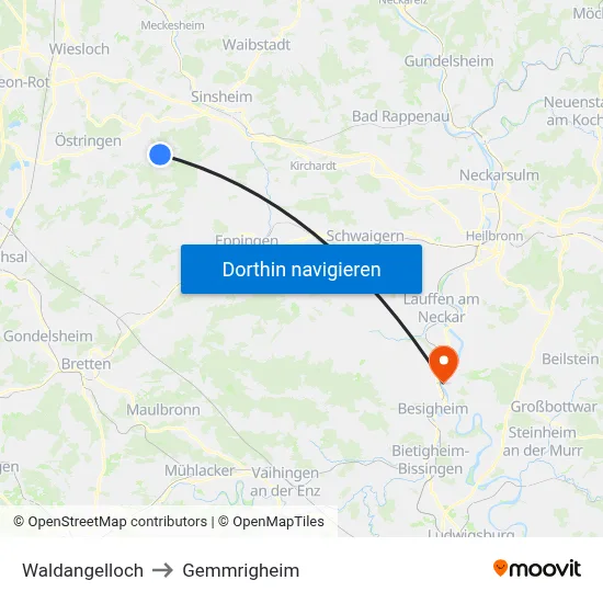 Waldangelloch to Gemmrigheim map