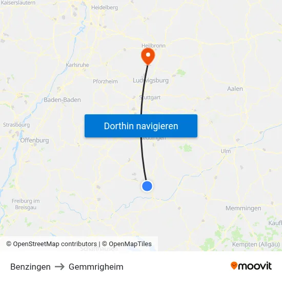 Benzingen to Gemmrigheim map