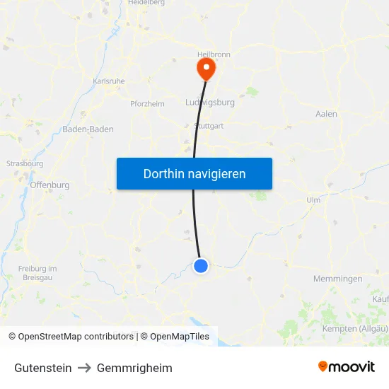 Gutenstein to Gemmrigheim map
